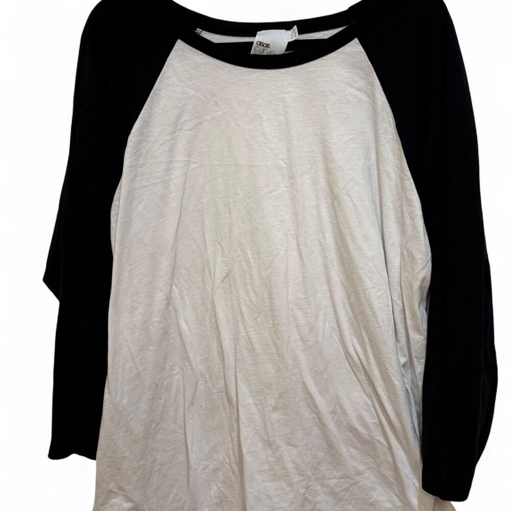 ASOS Curve Women's Black & White Sporty Baseball Plus Size Top Shirt